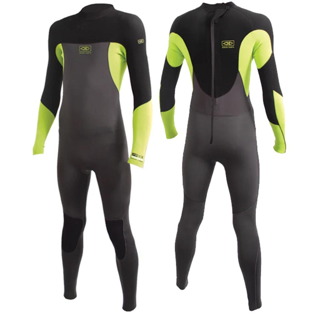 Ocean and Earth Youth Boys Free-Flex Steamer 3:2mm | Back Zip | Black/Lime